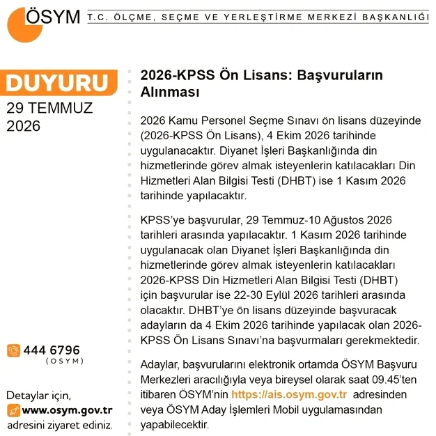 KPSS Ön Lisans Başvuruları İçin Süreç Başladı