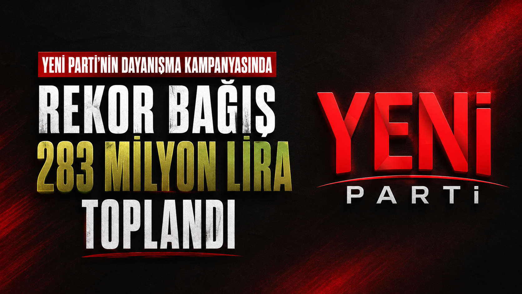YENİ Parti’nin Dayanışma Kampanyasında Rekor Bağış: 283 Milyon Lira Toplandı